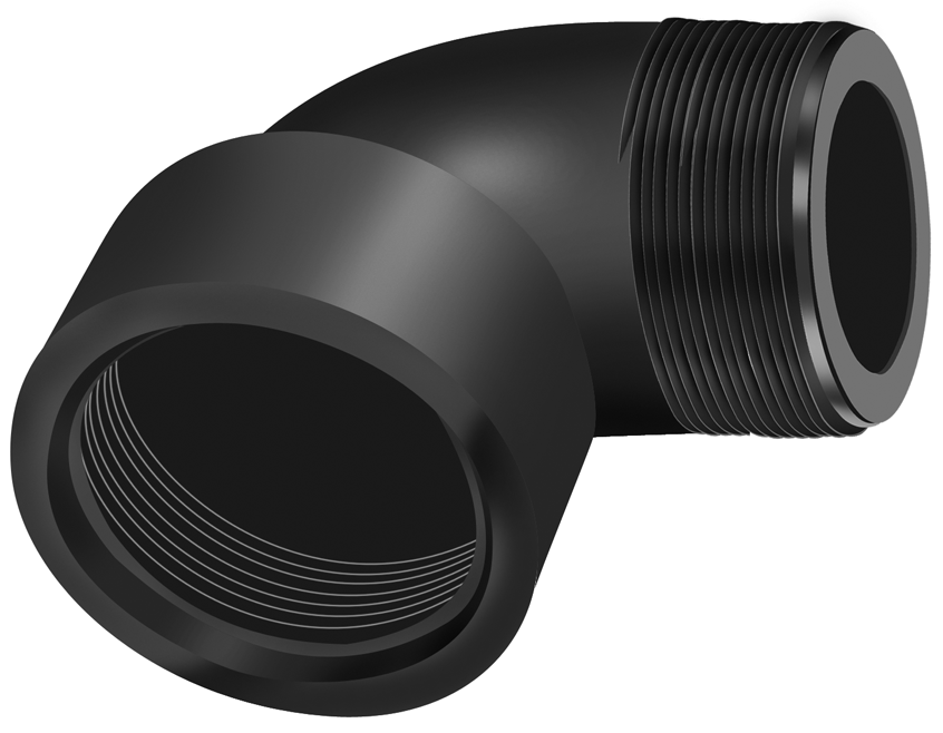 PT Coupling 85750200 90 deg Pipe Street Elbow, 2 in MNPT x 2 in FNPT, Polypropylene